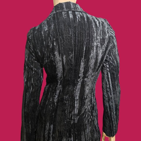Y2K Guess Black Velvet Long Jacket Trench Coat Size S Gothic Witchy Whimsigoth - Picture 11 of 14